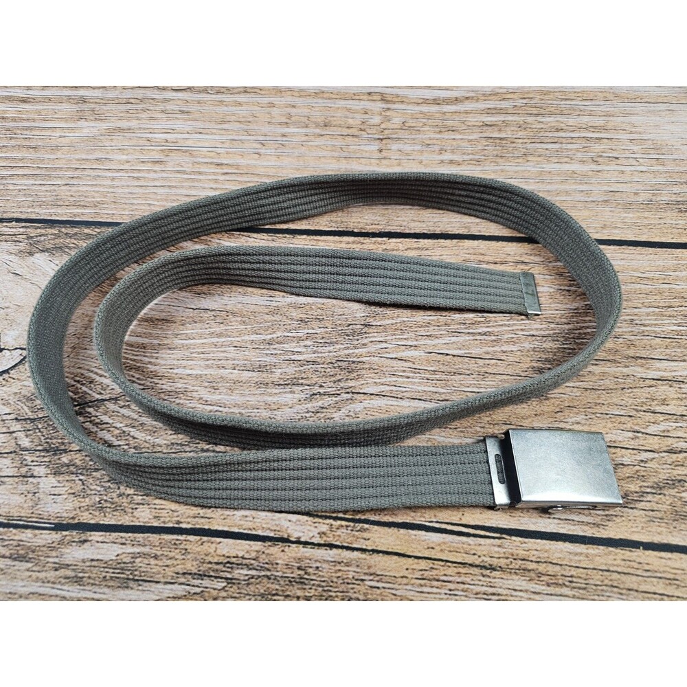 Canvas Belt Military Tactical Web Belt Gray Silver Tone Metal Buckle